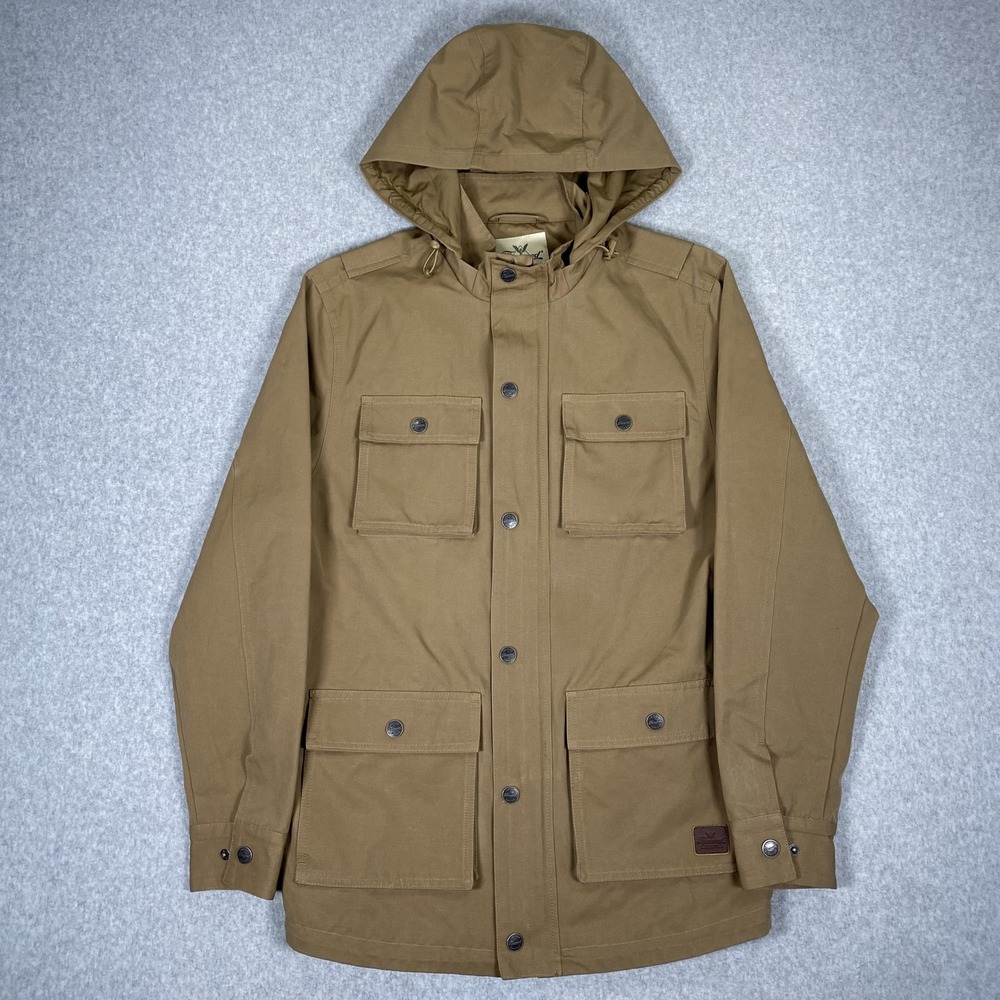 Thorogood Field Jacket Mens MD Tan Hooded Utility Multi-Pocket Workwear Coat